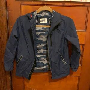 Boy’s navy zara rain jacket with hood
